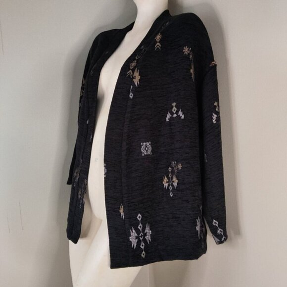 LA FEE MARABOUTEE Black textured Open Front Jacket 40 L - Picture 2 of 11